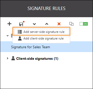 Creating a new server-side rule.