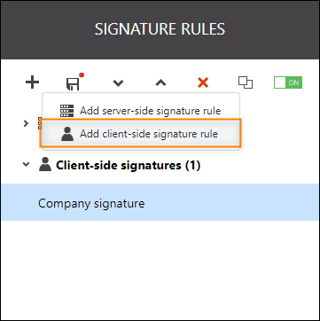 Creating a new client-side signature rule.
