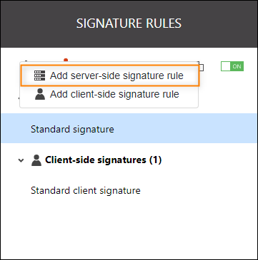 Creating a server-side signature rule.