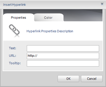 Email Signatures - Insert hyperlink editor.
