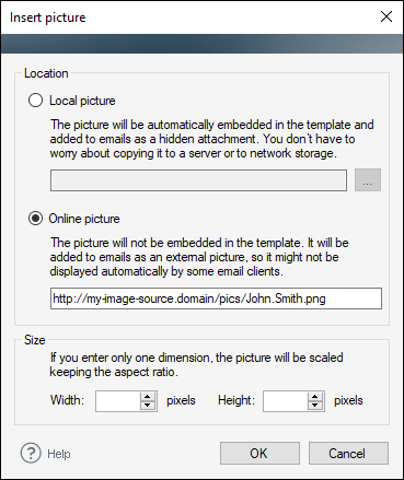 Editor - insert picture - online
