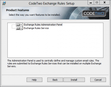 Choosing which components of the program will be installed.