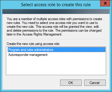 Selecting a role that will be the rule owner.