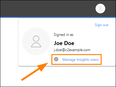 Opening the users management page in CodeTwo Insights.