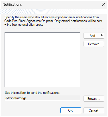 Configuration of critical notifications.