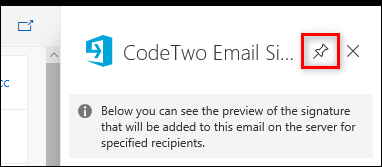 Use the pin button to pin/unpin the signature preview pane in Outlook on the web.
