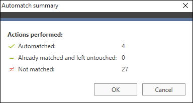Migratory-Automatch summary window