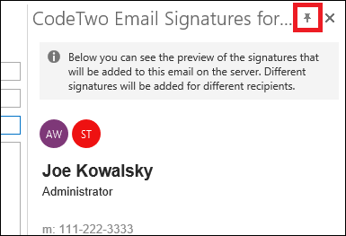 ESIG for O365 add-in pinning