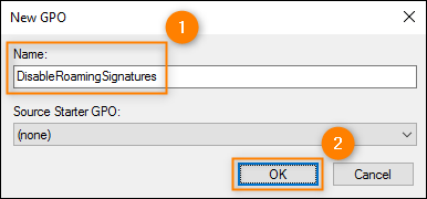 Naming the Group Policy Object (GPO).