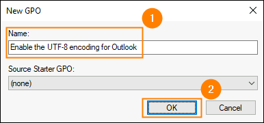 Naming the Group Policy Object (GPO).
