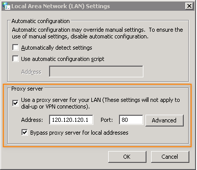 Using manual proxy settings.