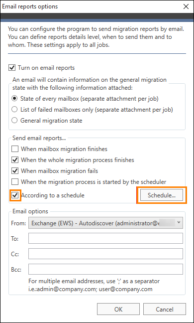 Enabling scheduler for email reports.