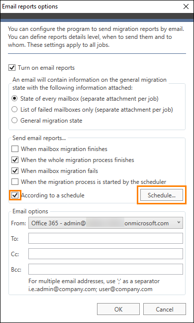 Enabling scheduler for email reports.