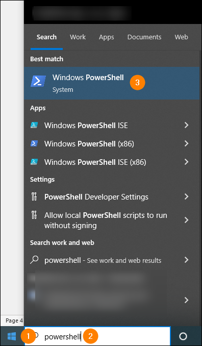 Launching Windows PowerShell.