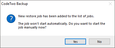 Backup Exchange restore pop up