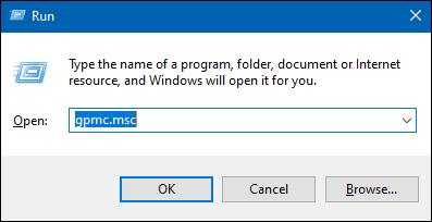 Using the Run console to launch the Group Policy Management Editor.