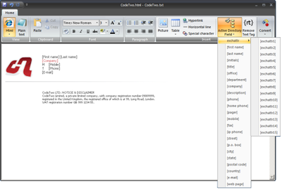 Editor in CodeTwo Exchange Rules 2007 2.x