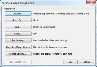 PF - Advanced settings view.
