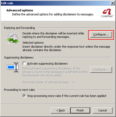 Advanced Options dialog box.