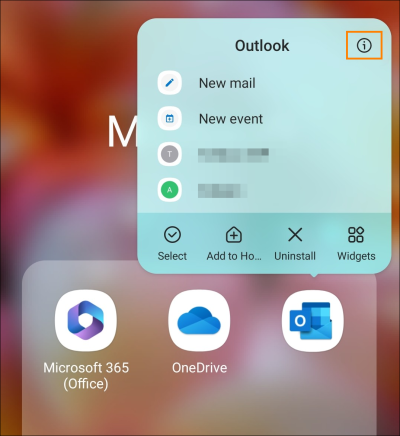 The App info icon in the app’s long-press menu on Android.