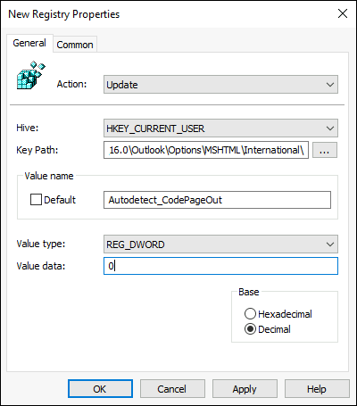Globally preventing users’ Outlooks from auto-selecting encoding (GPO).
