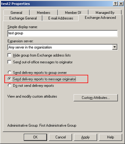 Send delivery reports to message originator