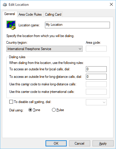 Editing Location setting