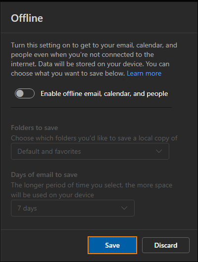 Turning off Offline Mode.