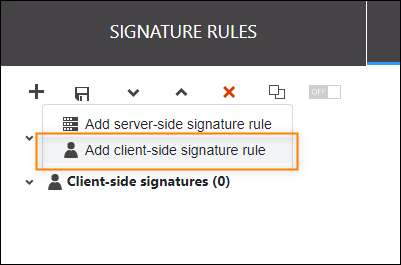 Creating a client-side signature rule.