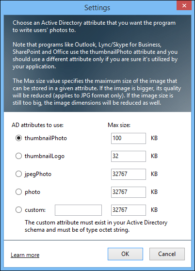 Active Directory Photos - advanced settings