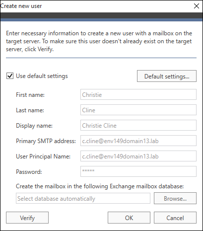Migrator Ex-Create new user