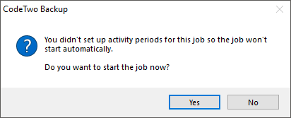 Backup PST archive job pop-up