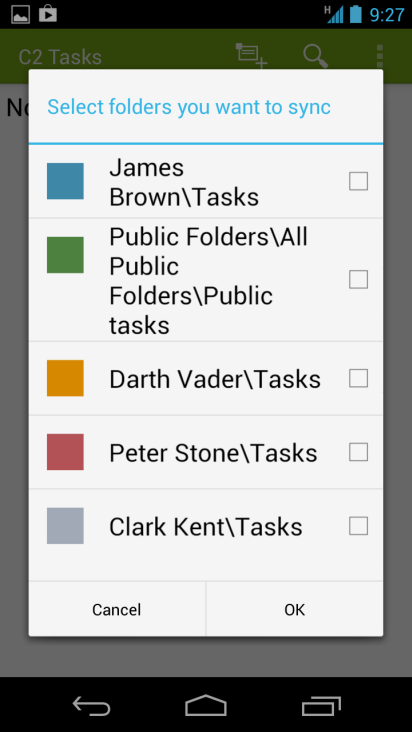 Folder subscription menu.