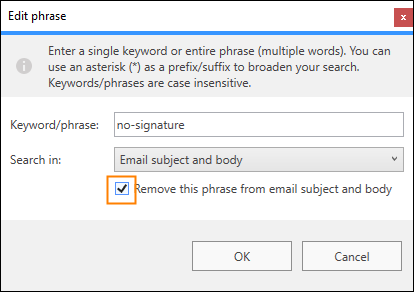 Removing keyword from email - suppress rule