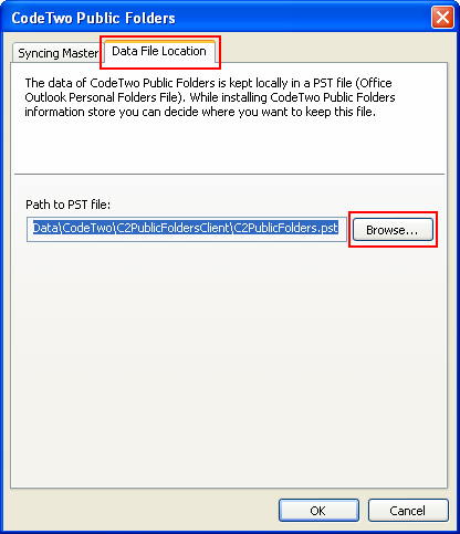 Changing the location of PST file