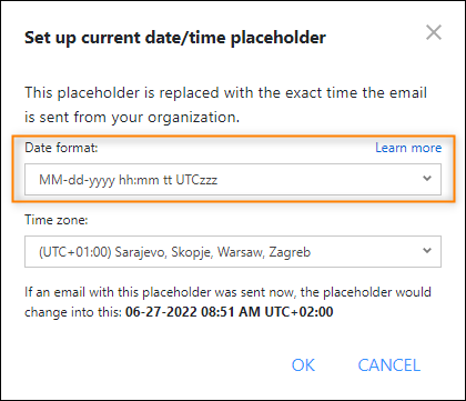Placeholder date format property in CodeTwo Email Signatures 365.