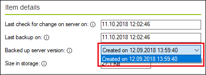 Backup restore server version selection