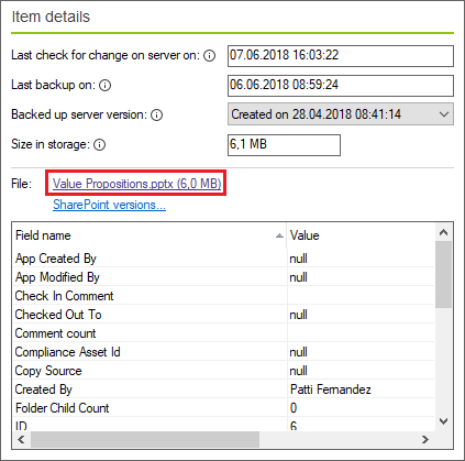 Backup restore SharePoint preview file