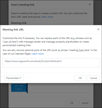 Customizing a meeting link URL.