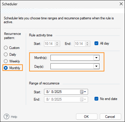 Monthly recurrence pattern.