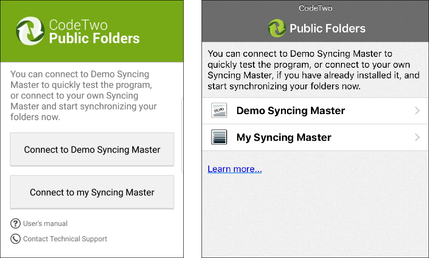 Public Folders - mobile apps connection 1