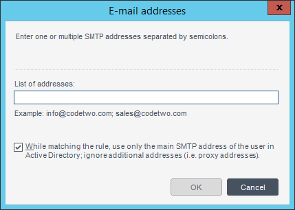 Email Signatures - Email addresses editor.