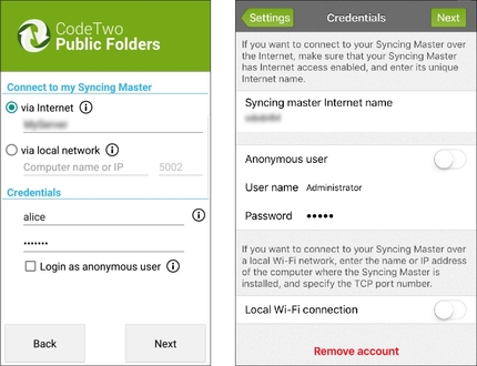 Public Folders - mobile apps connection 2