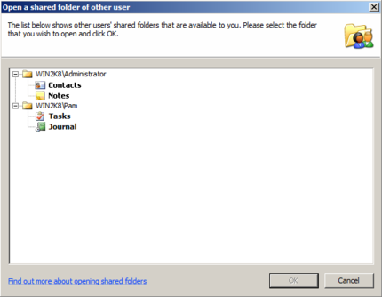 The list of all shared personal folders.