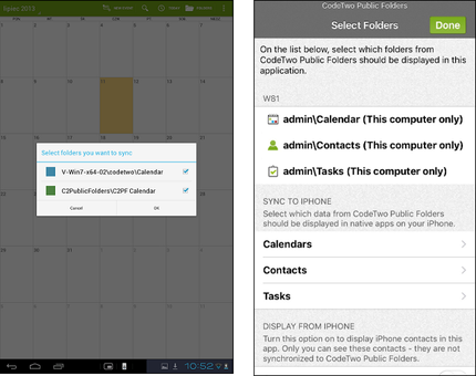 Public Folders - mobile apps connection 3