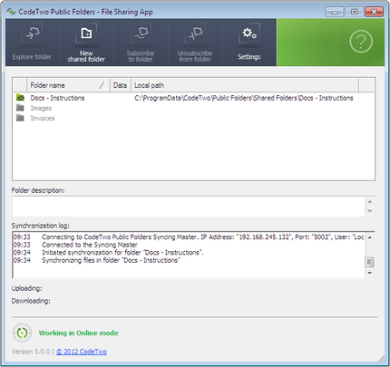 File Sharing App main window.