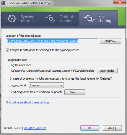 The File sharing tab.