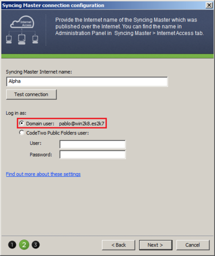 Log in as the Domain user.