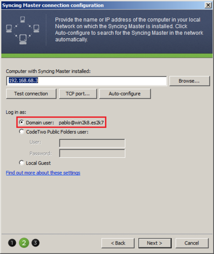 Log in as the Domain user.