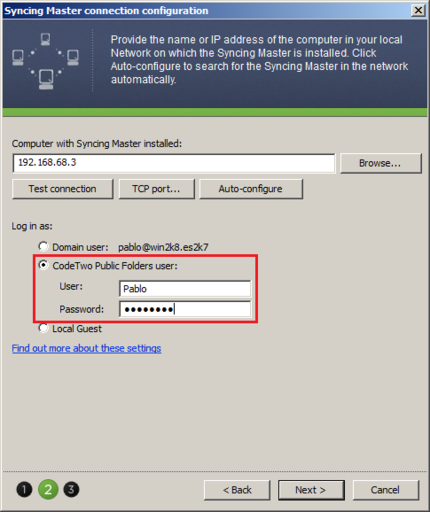 Log in as the Codetwo Public Folders user.